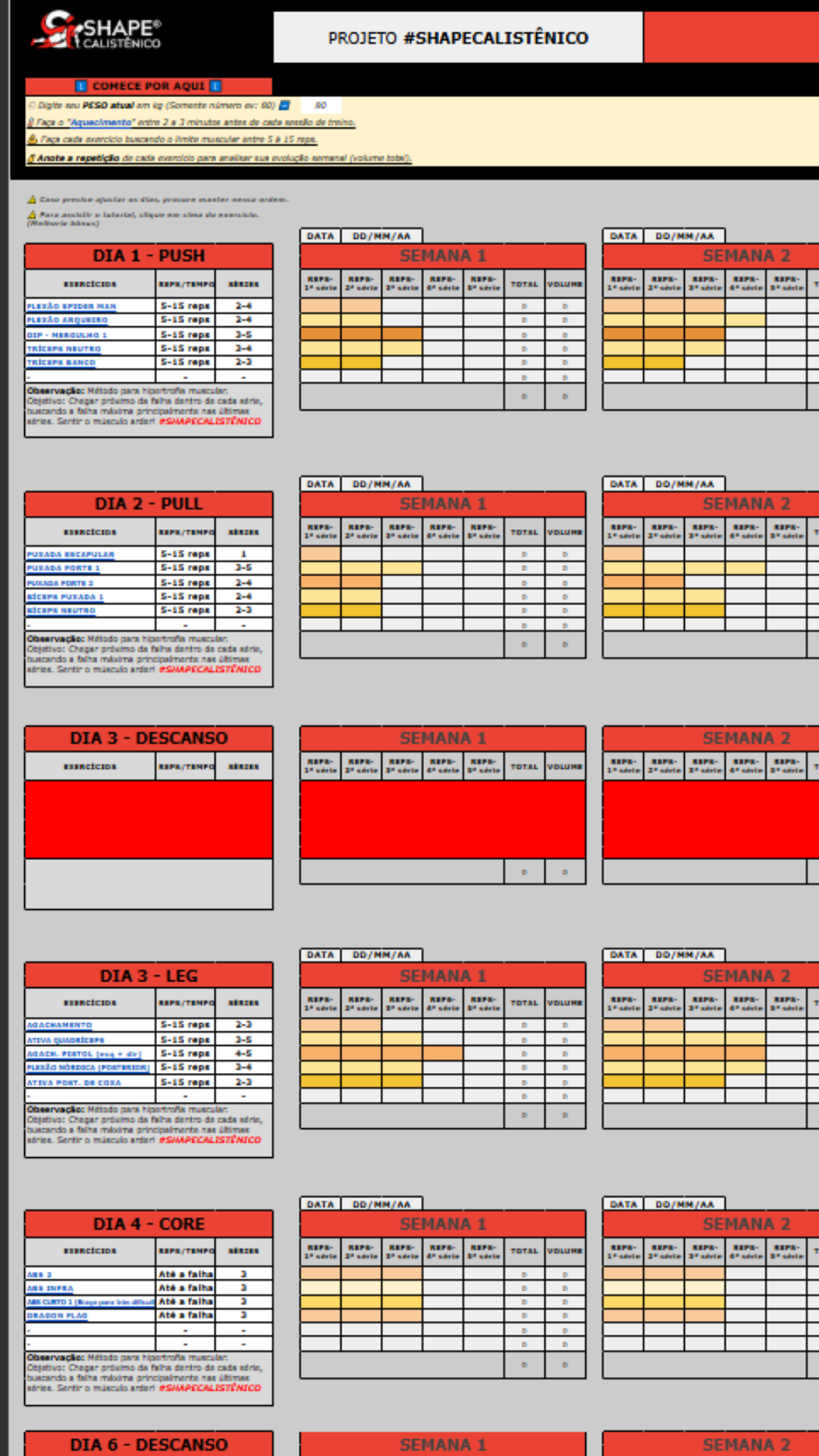 Plano de treino